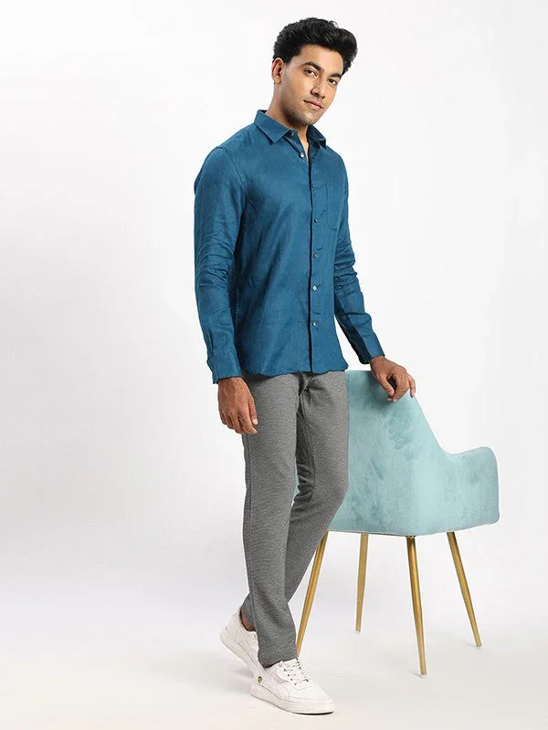 Men's Solid Full Sleeves Linen Shirt - Image 25