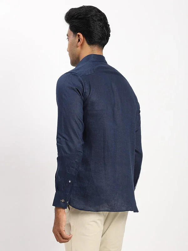 Men's Solid Full Sleeves Linen Shirt - Image 4