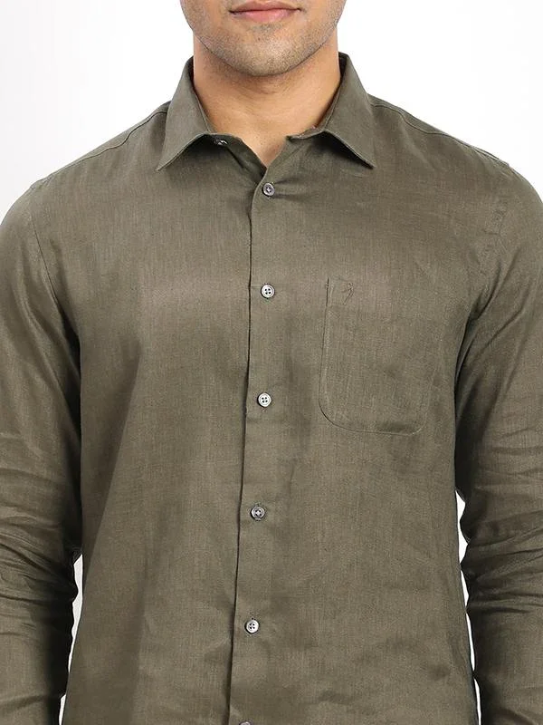 Men's Solid Full Sleeves Linen Shirt - Image 8