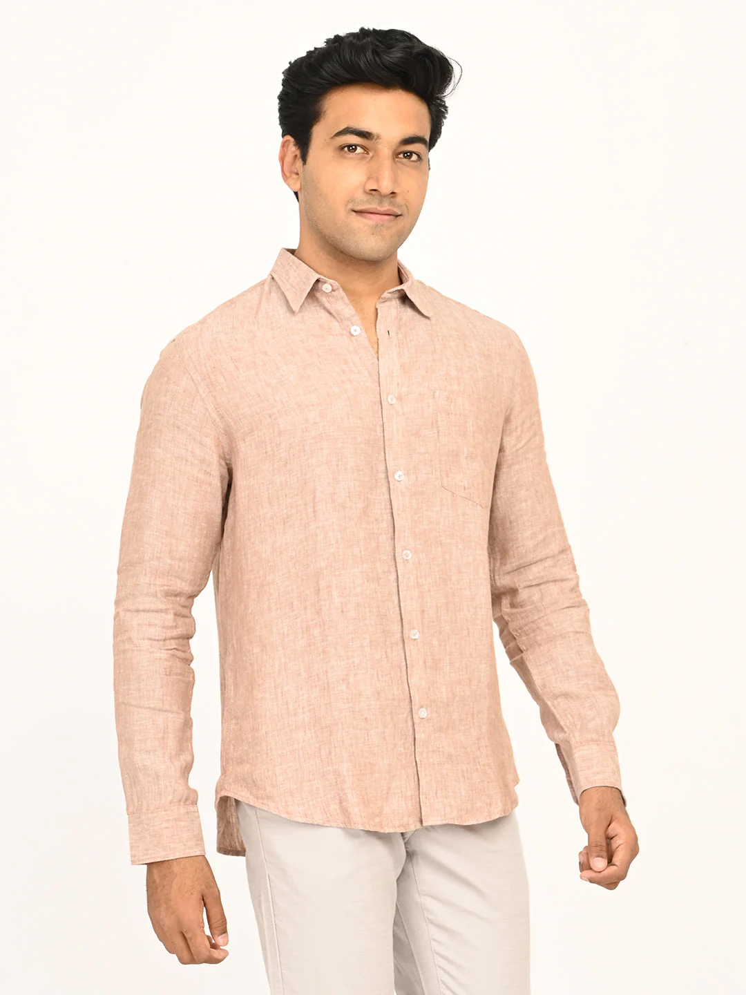 Men's Solid Full Sleeves Linen Shirt - Image 14