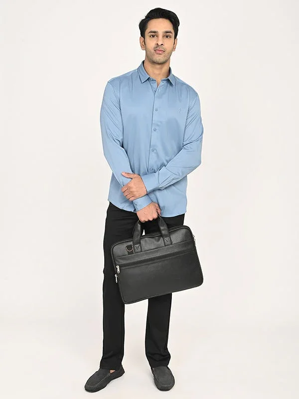 Men's Solid Full Sleeves Polyester Blend Shirt - Image 10