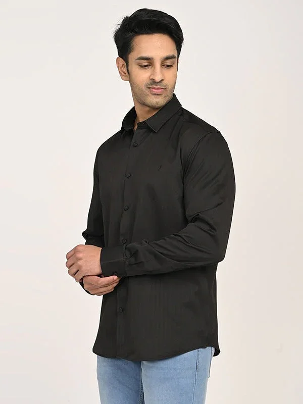 Men's Solid Full Sleeves Polyester Blend Shirt - Image 2