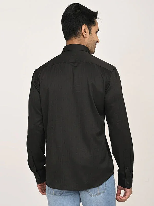 Men's Solid Full Sleeves Polyester Blend Shirt - Image 4