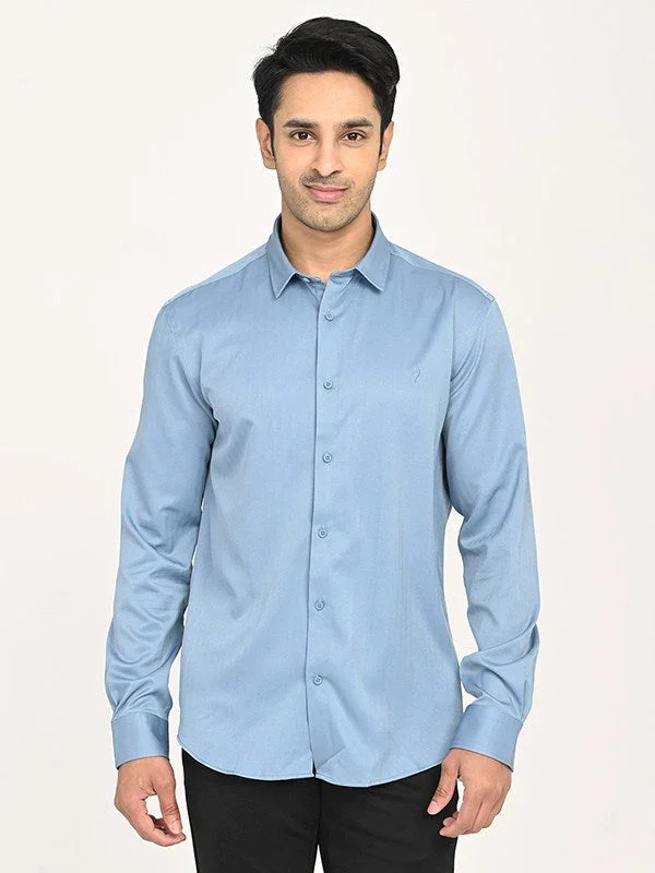 Men's Solid Full Sleeves Polyester Blend Shirt - Image 6