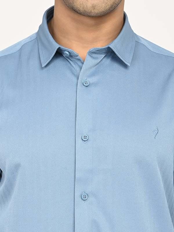 Men's Solid Full Sleeves Polyester Blend Shirt - Image 8