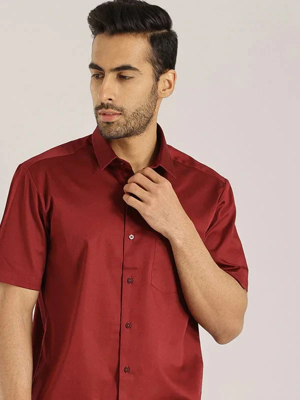 Men's Solid Half Sleeves Cotton Blend Shirt - Image 12