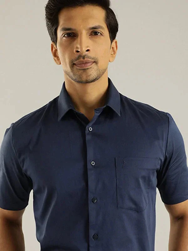 Men's Solid Half Sleeves Cotton Blend Shirt - Image 13