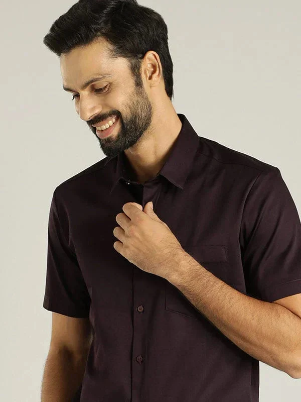 Men's Solid Half Sleeves Cotton Blend Shirt - Image 14