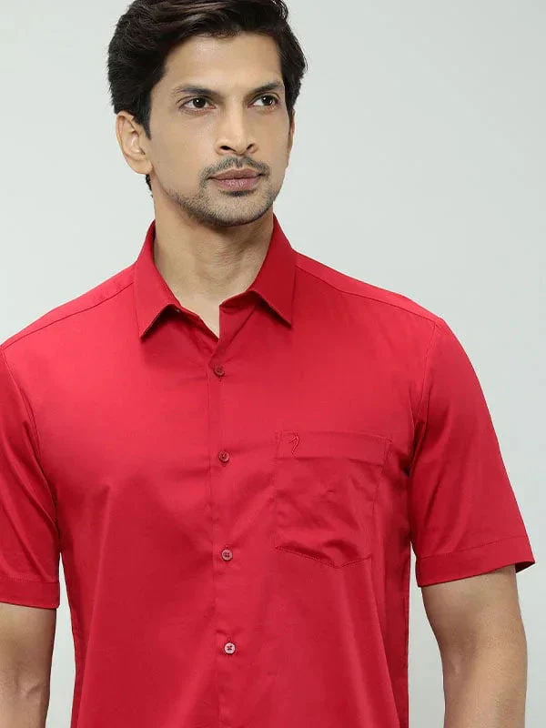 Men's Solid Half Sleeves Cotton Blend Shirt - Image 15