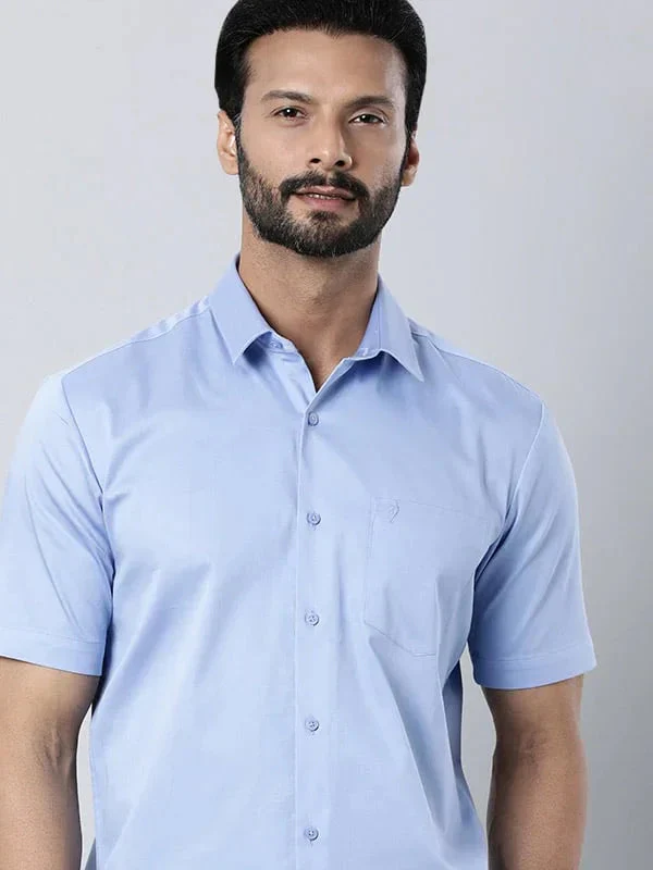 Men's Solid Half Sleeves Cotton Blend Shirt - Image 16