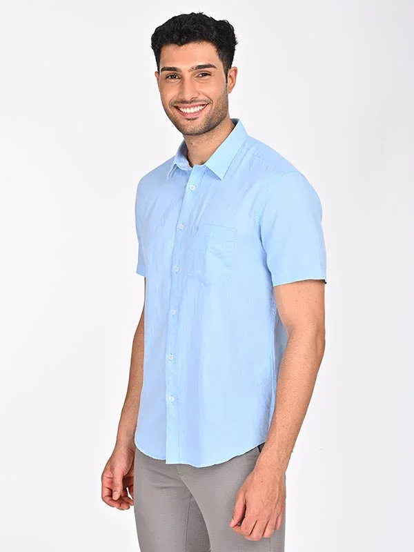 Men's Solid Half Sleeves Cotton Blend Shirt - Image 10