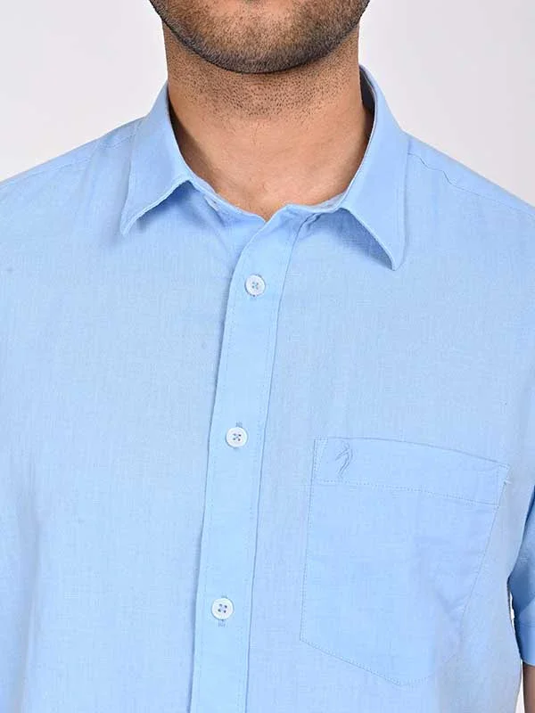 Men's Solid Half Sleeves Cotton Blend Shirt - Image 11
