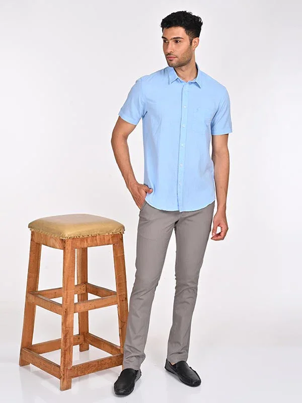 Men's Solid Half Sleeves Cotton Blend Shirt - Image 12