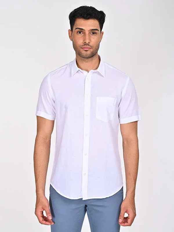 Men's Solid Half Sleeves Cotton Blend Shirt - Image 17