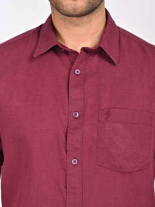 Men's Solid Half Sleeves Cotton Blend Shirt - Image 3