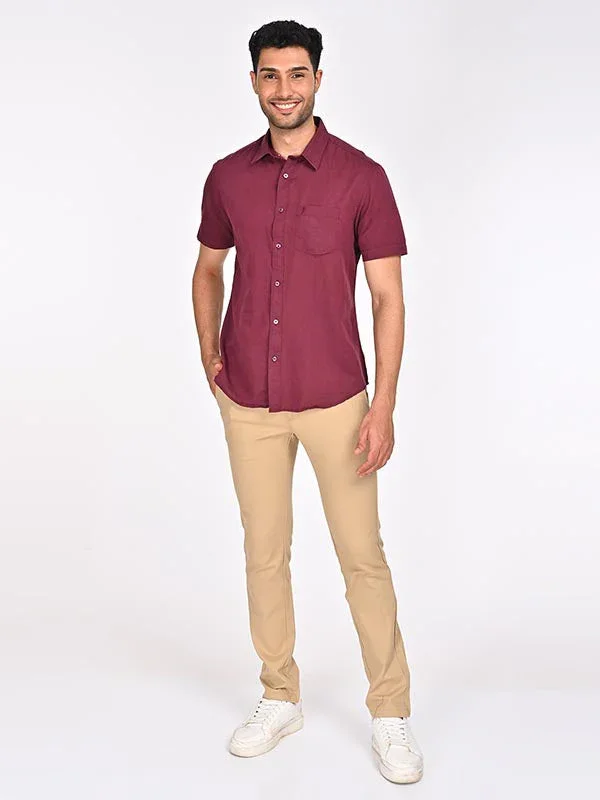 Men's Solid Half Sleeves Cotton Blend Shirt - Image 4