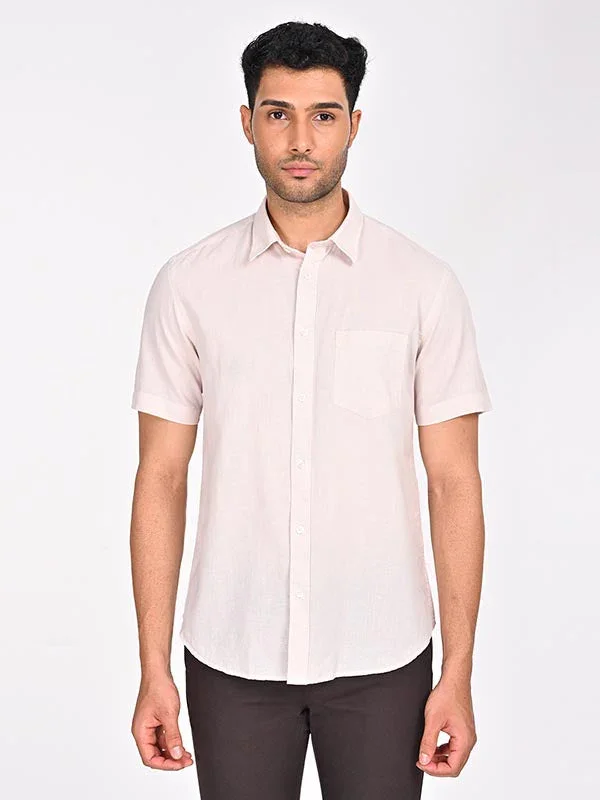 Men's Solid Half Sleeves Cotton Blend Shirt - Image 5