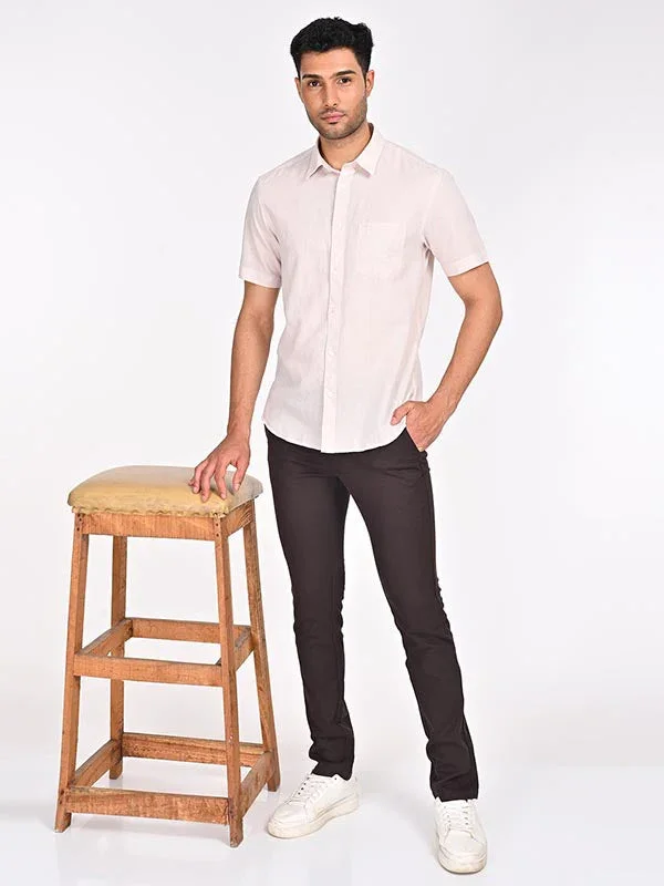 Men's Solid Half Sleeves Cotton Blend Shirt - Image 8