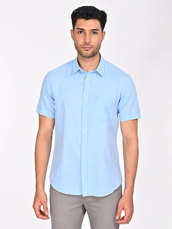 Men's Solid Half Sleeves Cotton Blend Shirt - Image 9