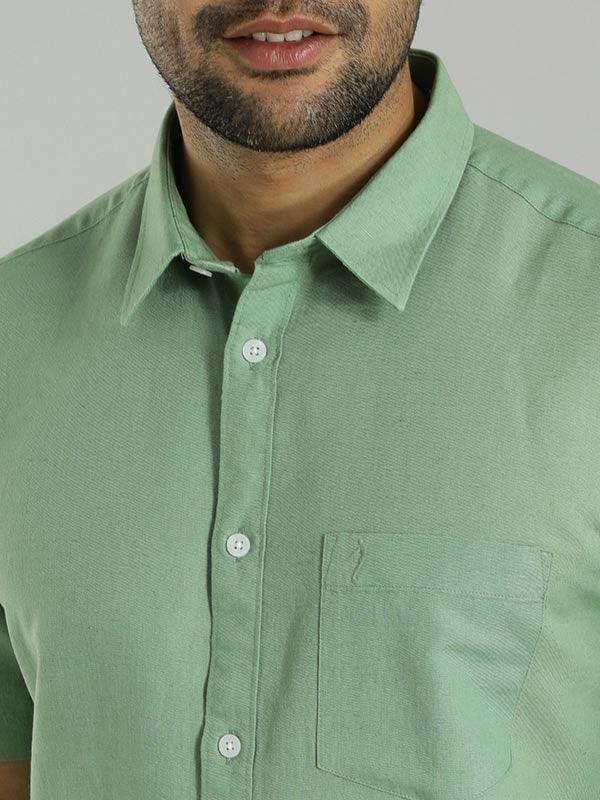 Men's Solid Half Sleeves Cotton Blend Shirt - Image 12
