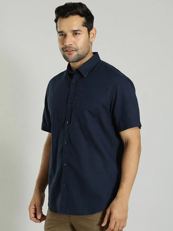 Men's Solid Half Sleeves Cotton Blend Shirt - Image 15