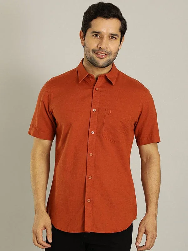 Men's Solid Half Sleeves Cotton Blend Shirt - Image 18