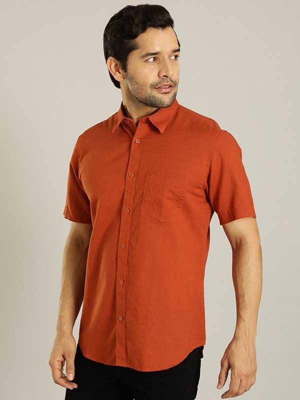 Men's Solid Half Sleeves Cotton Blend Shirt - Image 19
