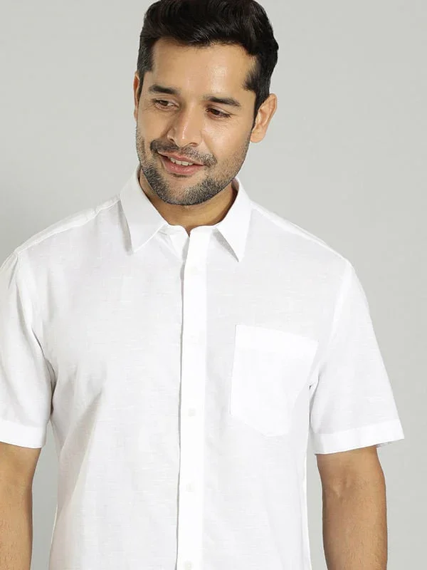 Men's Solid Half Sleeves Cotton Blend Shirt - Image 21