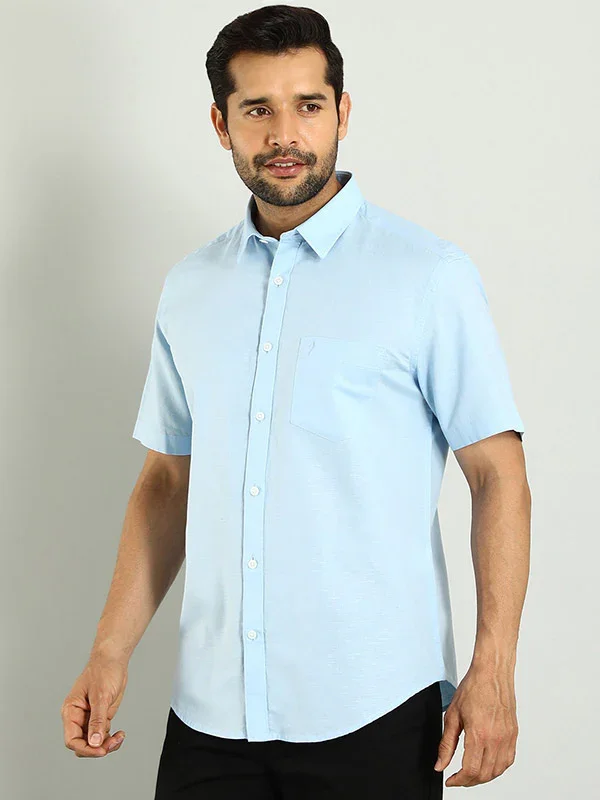 Men's Solid Half Sleeves Cotton Blend Shirt - Image 31