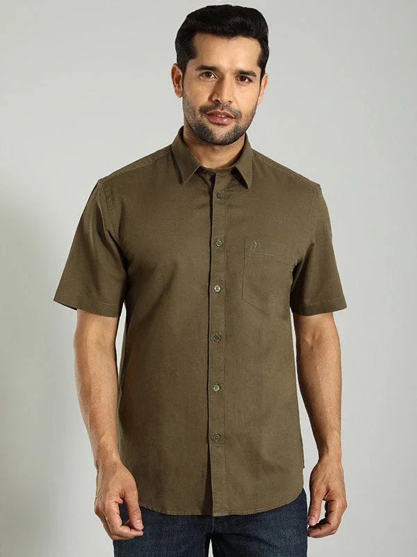 Men's Solid Half Sleeves Cotton Blend Shirt - Image 38