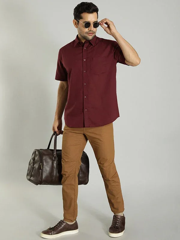 Men's Solid Half Sleeves Cotton Blend Shirt - Image 4