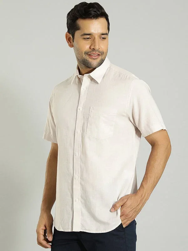 Men's Solid Half Sleeves Cotton Blend Shirt - Image 7