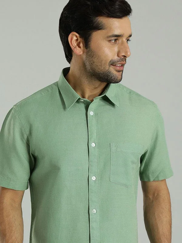 Men's Solid Half Sleeves Cotton Blend Shirt - Image 9