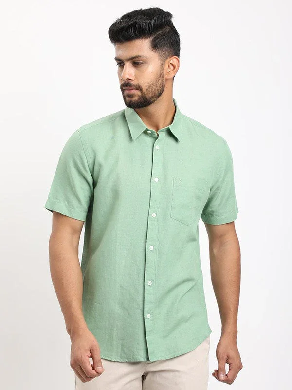 Men's Solid Half Sleeves Cotton Blend Shirt