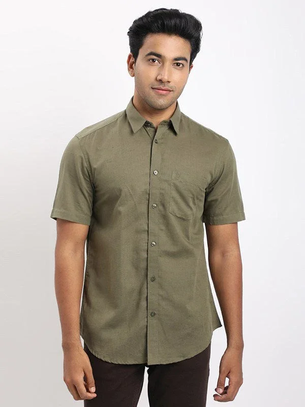 Men's Solid Half Sleeves Cotton Blend Shirt - Image 11