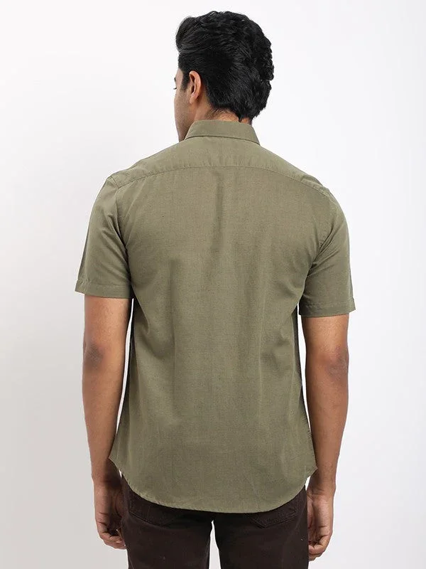 Men's Solid Half Sleeves Cotton Blend Shirt - Image 14