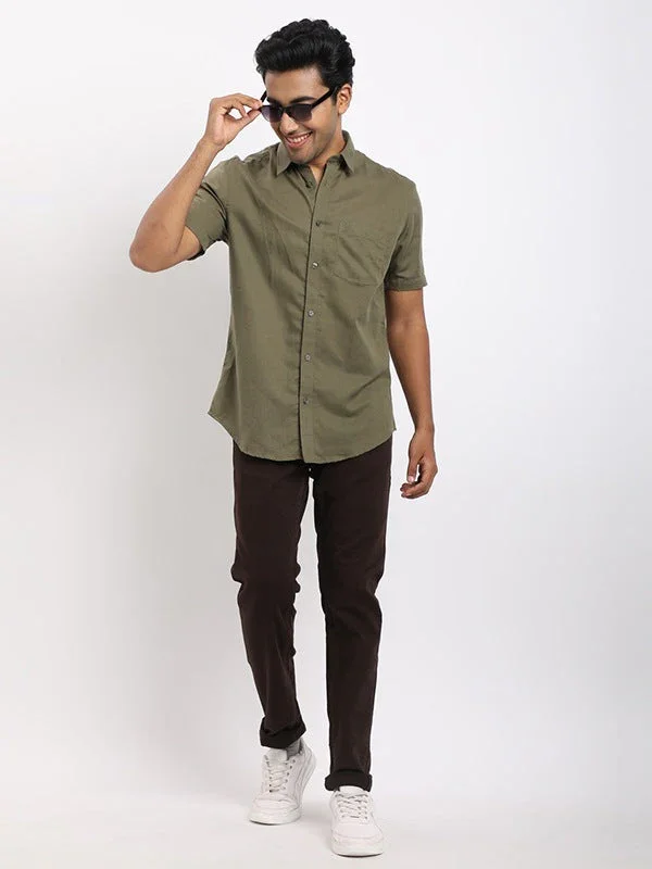 Men's Solid Half Sleeves Cotton Blend Shirt - Image 15