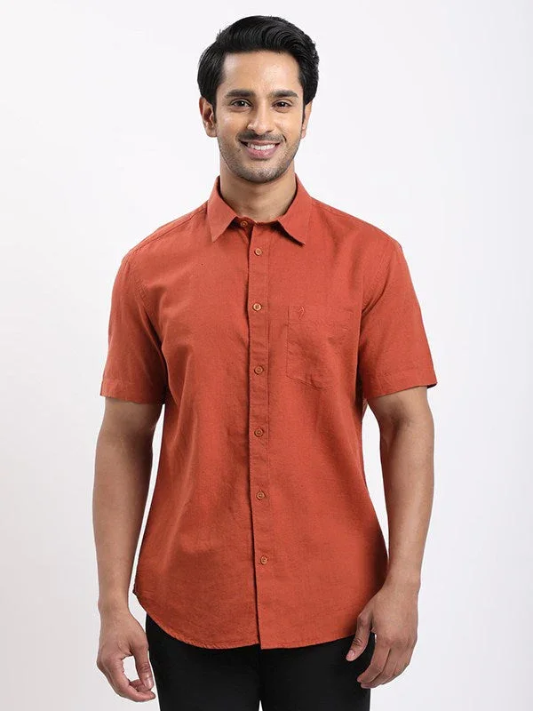 Men's Solid Half Sleeves Cotton Blend Shirt - Image 16