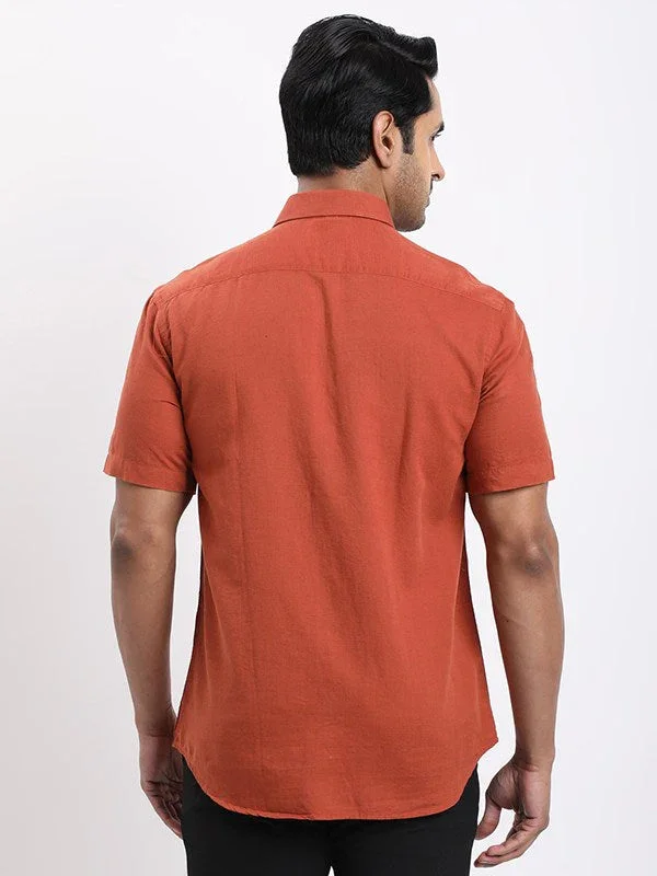 Men's Solid Half Sleeves Cotton Blend Shirt - Image 19
