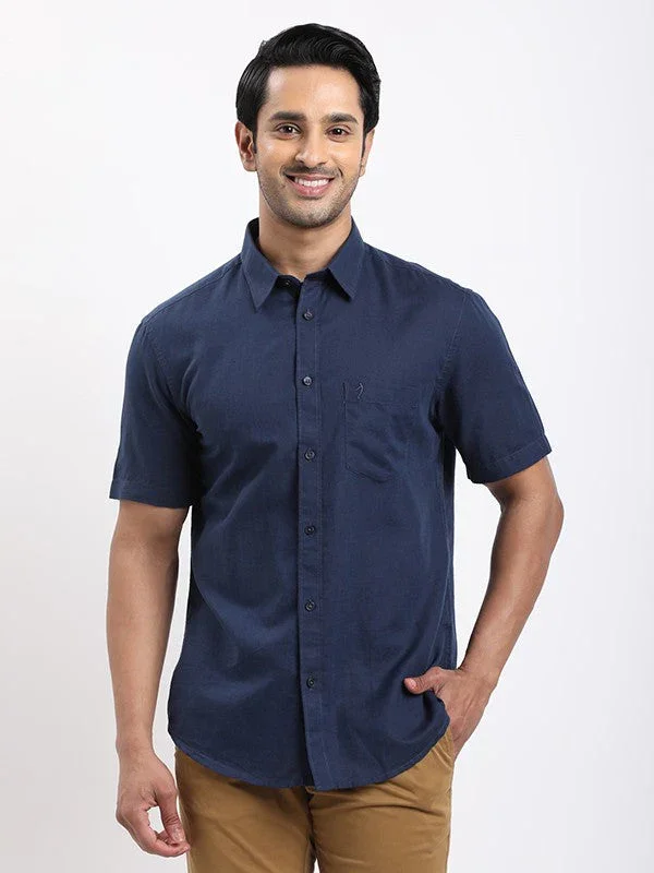 Men's Solid Half Sleeves Cotton Blend Shirt - Image 6