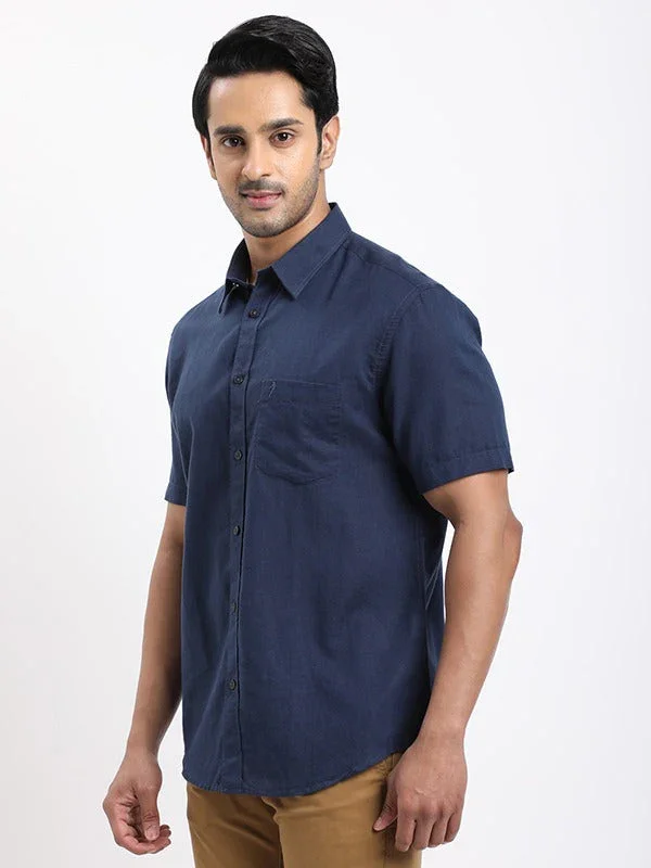 Men's Solid Half Sleeves Cotton Blend Shirt - Image 7