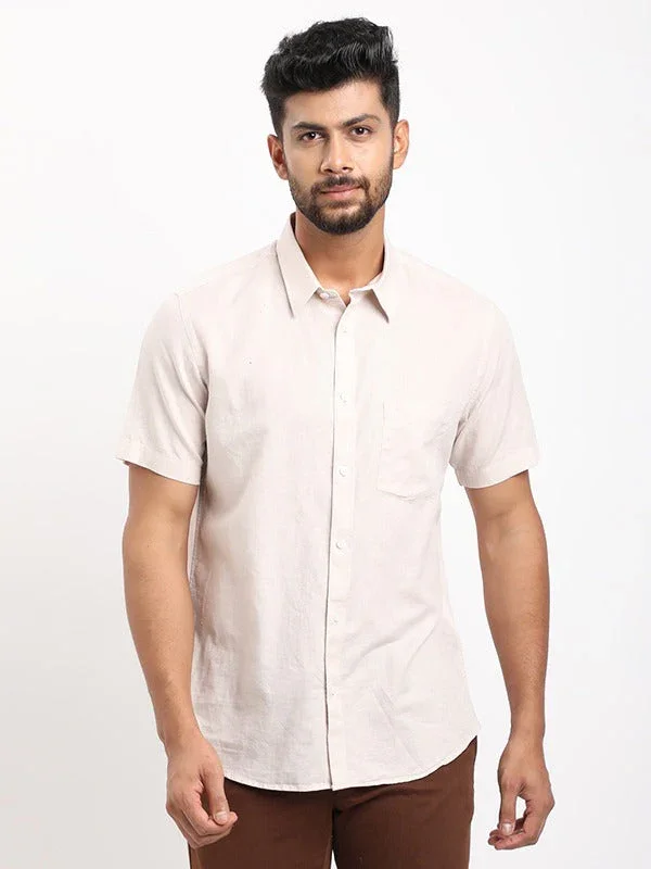 Men's Solid Half Sleeves Cotton Blend Shirt