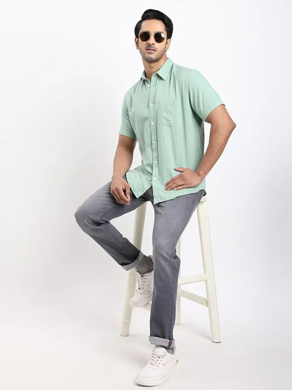 Men's Solid Half Sleeves Cotton Blend Shirt - Image 15
