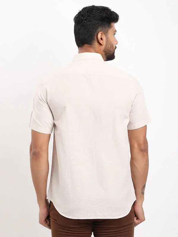 Men's Solid Half Sleeves Cotton Blend Shirt - Image 4
