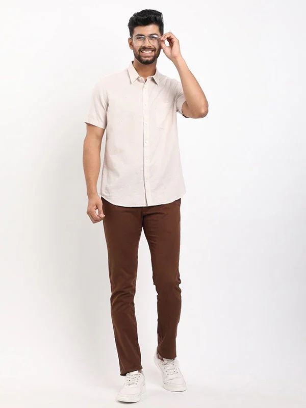 Men's Solid Half Sleeves Cotton Blend Shirt - Image 5