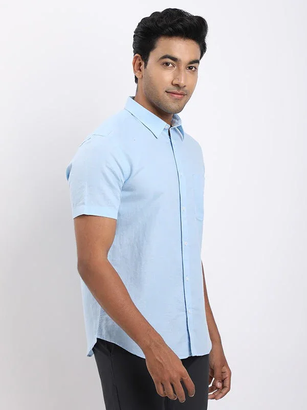 Men's Solid Half Sleeves Cotton Blend Shirt - Image 7