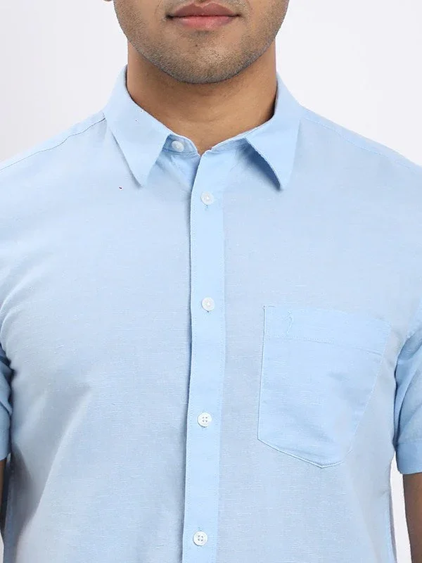 Men's Solid Half Sleeves Cotton Blend Shirt - Image 8