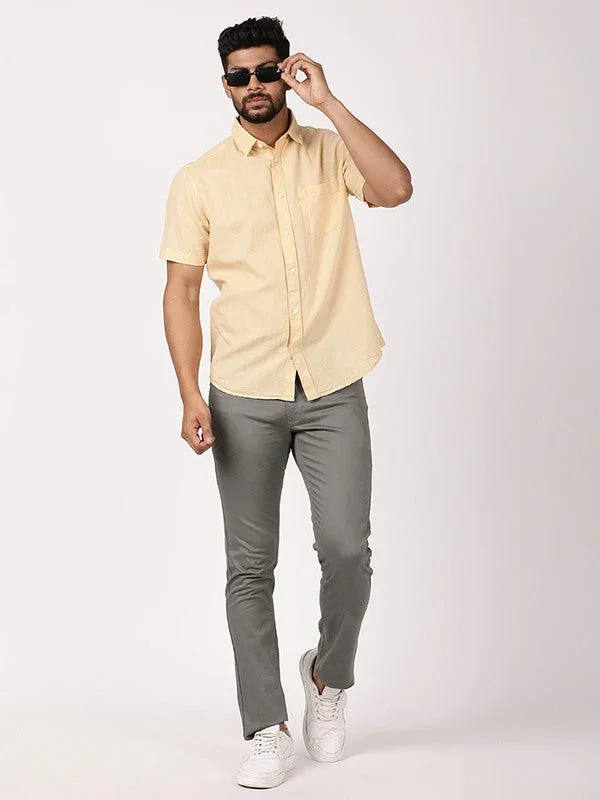 Men's Solid Half Sleeves Cotton Blend Shirt - Image 10