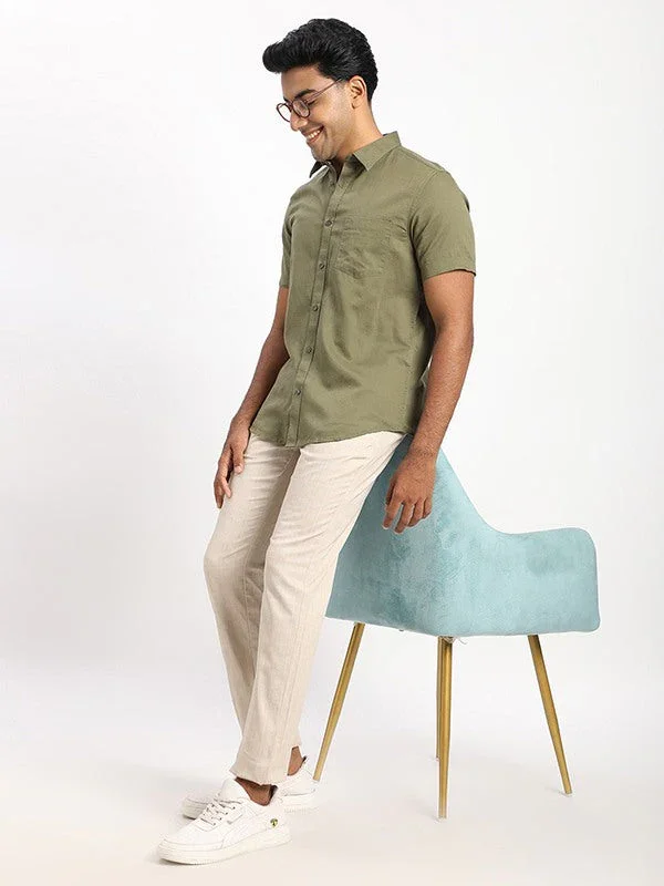 Men's Solid Half Sleeves Cotton Blend Shirt - Image 5