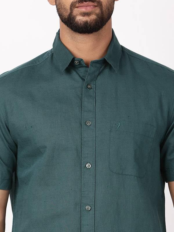 Men's Solid Half Sleeves Cotton Blend Shirt - Image 13